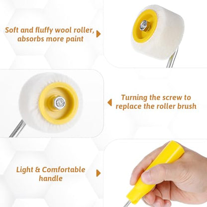 4/5 Inch Mini Paint Roller, Foam Paint Roller, Tiny Painting Tool for Touch Up Trim Edge or Corner (2 Brush + 10 Rollers + 1 Wrench)