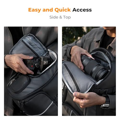 K&F CONCEPT Camera Backpack,25L Large Capacity Camera Bag for Photographers - color: 02-all-black, size: 25L