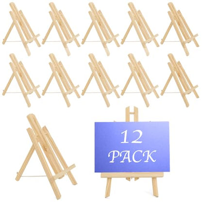 Table Top Easels, 12 Pack 11.6-Inch Wooden Painting Easels Canvas Holder Stands Wooden Canvas Stands for Art & Classroom Home Use