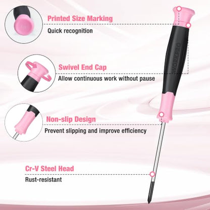 WORKPRO 10-Piece Precision Screwdriver Set with Pink Pouch - Pink Ribbon - color: Pink