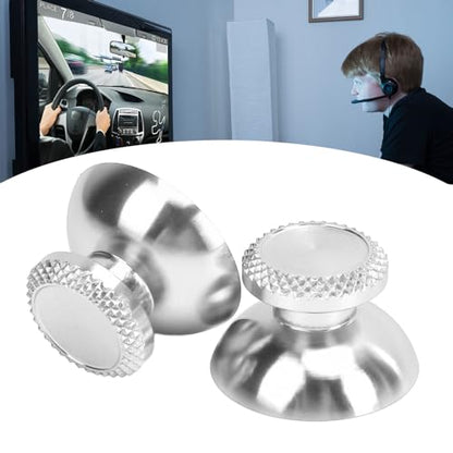 Pomya Thumbsticks for Controller, 2Pcs Metal Thumb Grip Replacement for Handheld Game Console, Aluminum Alloy Analog Thumb Sticks Accessories (Silver) - color: Silver