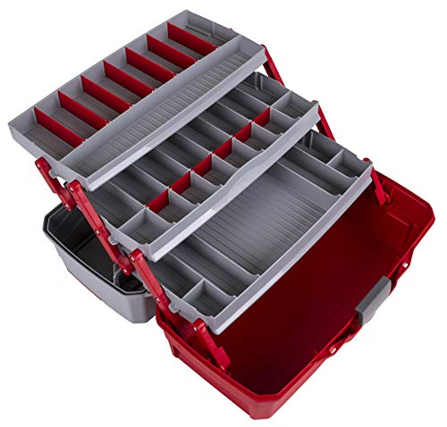 Flambeau Outdoors 6383 3-Tray Tackle Box, 32 Compartments, Red and Gray - color: Red/Gray