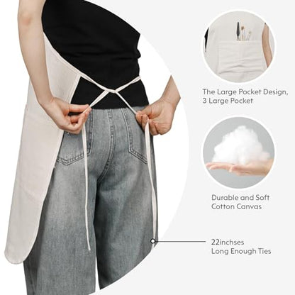 Painting Apron for Men and Women, Professional Cotton Canvas Bib