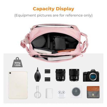 K&F CONCEPT 2 in 1 Camera Sling Bag, Everyday Shoulder Bag - color: 10 Pink Medium