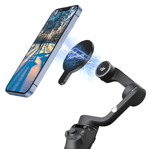 Magnetic Ring Holder Phone Mount for DJI Osmo Mobile 8P 8 7P 7 6 SE OM 5 4 - color: Black