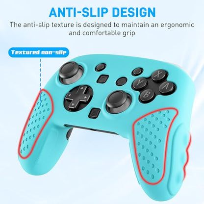 Soft Switch 2 Pro Controller Case, Anti-Slip Silicone Cover Skin Compatible with Nintendo Switch 2 Pro Controller 2025, Ergonomic Comfort Grip Design Shell Protector - Blue - color: Blue