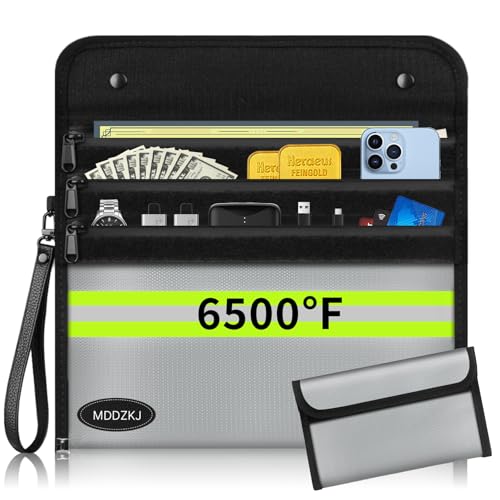 3 Pockets Fireproof Bag for Documents 6500℉,Water Fire Proof Pouch with Reflective Strip,Storage Cash,Valuables,Legal Documents Safe,Fireproof Pouch 10 Layers of Protective Materials(2 Pack) - color: Silver, size: 3pockets+Small bag