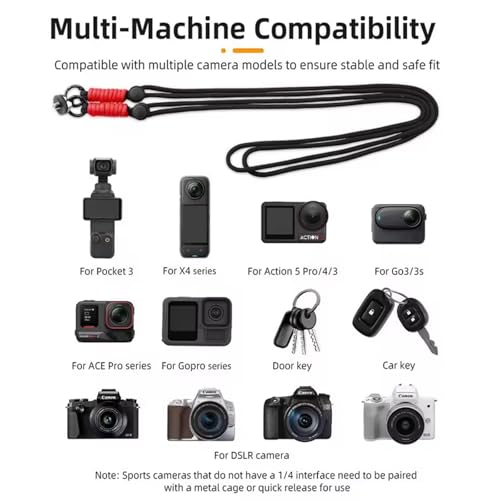 Neck Strap Lanyard for Insta360 X5,Shoulder Strap for DJI OSMO Pocket 3/Osmo Action 5 Pro/Osmo Action 4/3/X4/X3