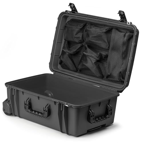 Seahorse 920 Professional Suitcase with Lid Organizer - TSA Approved, MIL‑Spec, IP67 Waterproof, USA Made, Secure Protective Lockable Wheeled Hard Case for Travel Enthusiasts - color: Gun Metal, style: 920 Empty W/ Lid Organizer