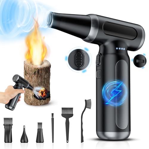 Electric Air Duster for PC Cleaning, 330000 RPM Compressed Air Duster & Keyboard Cleaner, Reusable Canned Air Replacement, Cordless Electronics Cleaner for Laptop, Camera, Type-C Rechargeable - color: Black