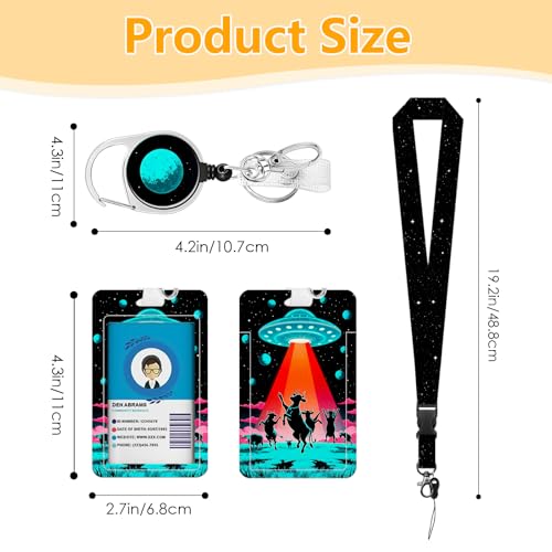 Alien Spacecraft Lanyards Cute Alien Spacecraft ID Badge Holder - color: Alien Spacecraft-black