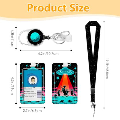 Alien Spacecraft Lanyards Cute Alien Spacecraft ID Badge Holder - color: Alien Spacecraft-black