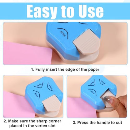 3 Pcs Paper Corner Rounder Punch 3 Hole Punch Paper Cutter 3 in 1