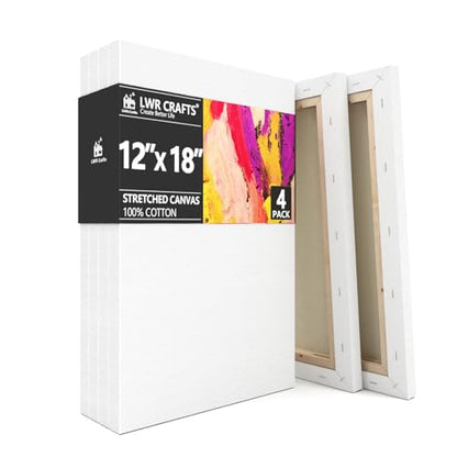 LWR CRAFTS Stretched Canvas 12" X 18" Pack of 4 - size: 12"x18"x4