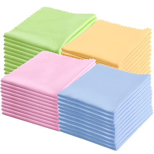 100Pack Mixed Colors Microfiber Cleaning Cloths Eyeglasses Cleaning Cloth for Eyeglasses Phone Screens Camera Lens and Any Other Delicate Surfaces Cleaner(5.5 x 5.5 Inch)