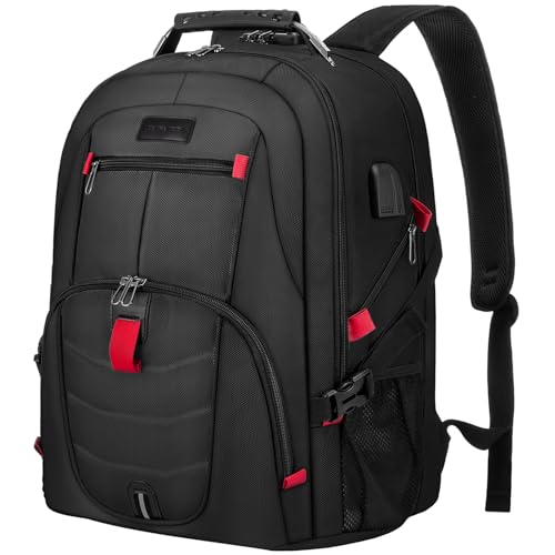 LOVEVOOK Large Laptop Backpack for Men,17.3Inch Heavy Duty Travel Backpack - color: Black, size: 17 inch