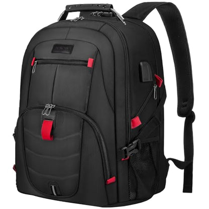 LOVEVOOK Large Laptop Backpack for Men,17.3Inch Heavy Duty Travel Backpack - color: Black, size: 17 inch