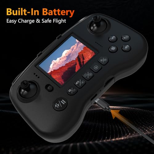 TD12Pro Drone with 1080P Camera for Adults Kids, Mini Drone with LCD Screen Remote, Foldable Remote Control Quadcopter, One Key Start, Easy to fly, Toy for Kids Adult Beginners - color: Black01
