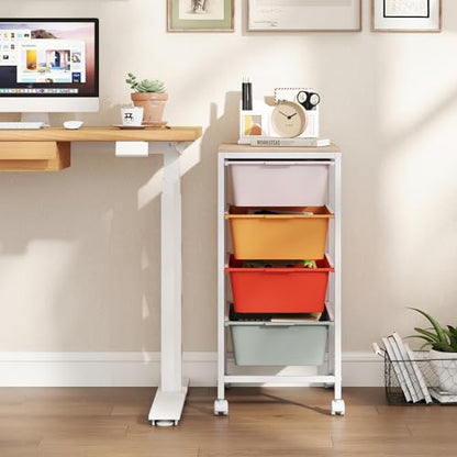 RELAX4LIFE 4-Drawer Rolling Storage Cart w/Lockable Wheels(Macaron) - color: Macaron, size: 28”H