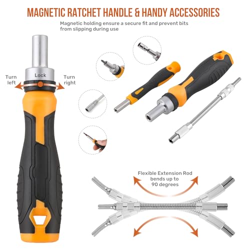 Hi-Spec Multi Screwdriver Bit Set and 1/4 Inch Socket Set with Handles - size: 78pc