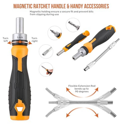 Hi-Spec Multi Screwdriver Bit Set and 1/4 Inch Socket Set with Handles - size: 78pc