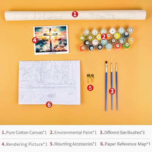 TUMOVO Cross Sunset Paint by Numbers for Adults Religious - color: Artwork-01