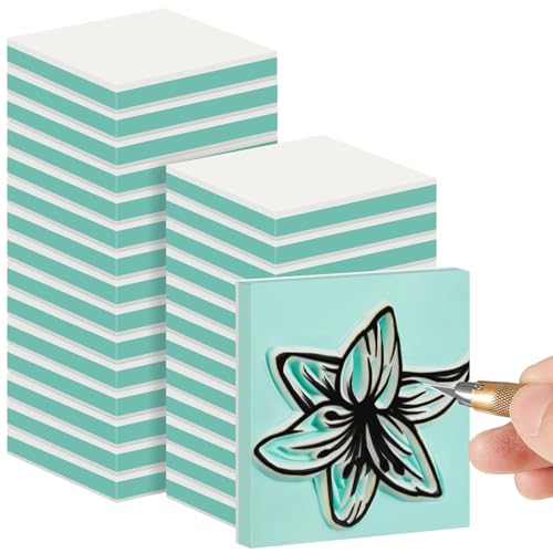 Frienda 48 Pcs 2" x 2" Rubber Carving Block Printmaking Stamp, White Green - color: White Green