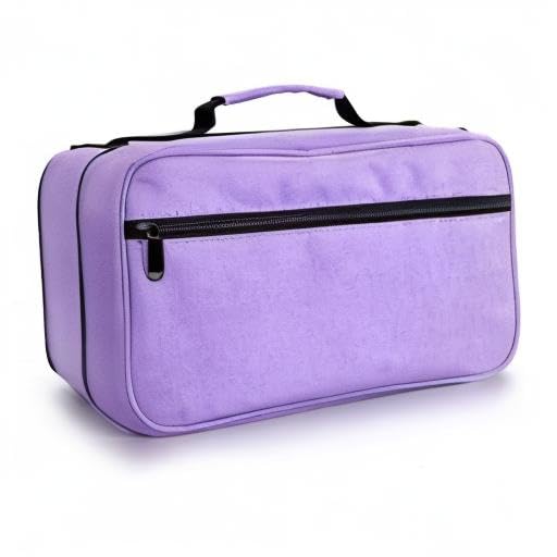 BTSKY Art Marker Carrying Case Lipstick Organizer-60 Slots Canvas Zippered - color: Purple