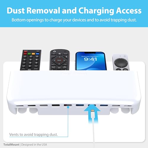 TotalMount Drop-Free Remote Holder – Removable Adhesive Strips – Pro White - color: For 5 or 6 Remotes – Premium White