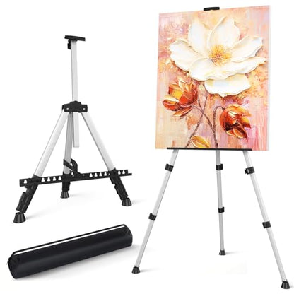 Art Painting Easel Stand, Adjustable Display Tripod Artist Floor Sign Easel - style: Silver