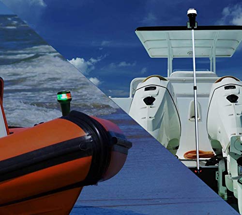 Pactrade Marine Navigation Lights for Boats LED - Red/Green & White Battery Powered Nav Lights for Boats - Pole & Surface Mounts (Curved), Fixed Base, Multi-Mode Operation - 1NM Waterproof - style: Pole & Surface Mounts (Curved), Fixed Base