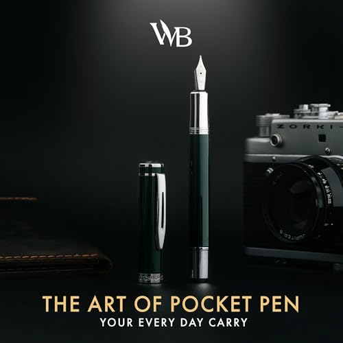 Wordsworth & Black Mini Pocket Fountain Pen for Writing, Medium Nib, Green - color: Racing Green