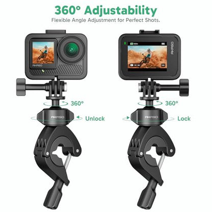 AKASO Bike Pole Mount Motorcycle Handlebar Clamp Mount for Action Cameras