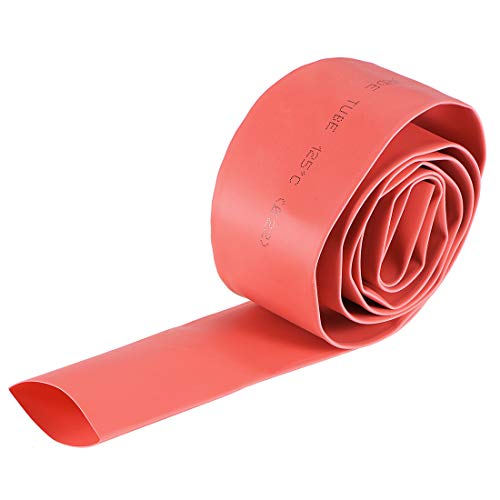 uxcell Heat Shrink Tubing, 22mm Dia 37mm Flat Width 2:1 Rate Shrinkable Tube Cable Sleeve 1m - Red - color: Red, size: 22mm