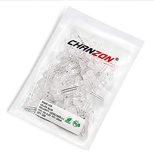 CHANZON 100 pcs 5mm Blue Diffused LED Diode Lights(DC 3V 20mA) - color: E) White-blue (100pcs)