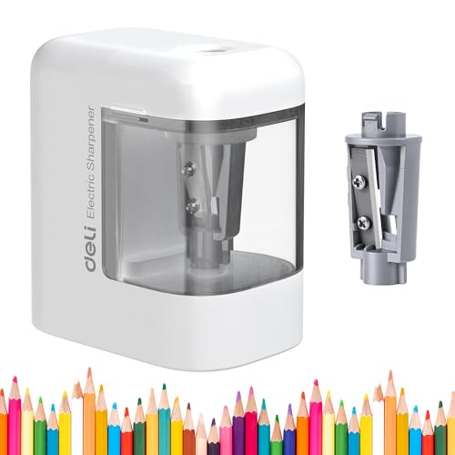 Deli Electric Pencil Sharpener, Battery Operated Portable Pencil Sharpener - color: White
