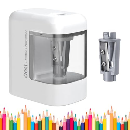 Deli Electric Pencil Sharpener, Battery Operated Portable Pencil Sharpener - color: White