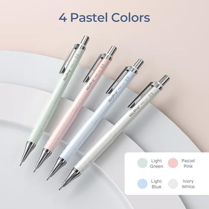 Nicpro Cute Mechanical Pencil Set, 4PCS 0.5mm Pastel Drafting Pencils - style: 0.5mm