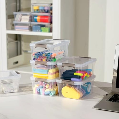 Citylife 30Packs 1.3Qt Small Storage Bins with Lids,Stackable Clear - color: Clear White, size: 1.3 QT(30 Pack)