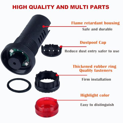 2pcs 22mm 24V Buzzer with Red LED Indicator Light Flash Alarm Beep Signal Intermittent Sound - size: 22mm / 24V