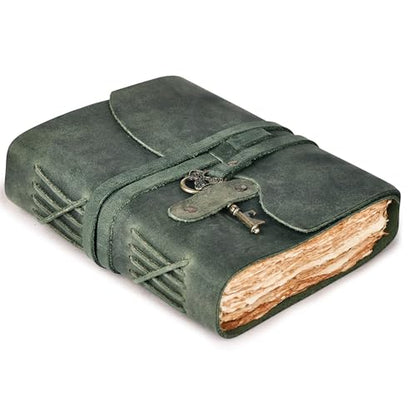 LEATHER VILLAGE Leather Journal For Men Key Lock, Teal 8x6. - color: Aqua, size: 8"X6"