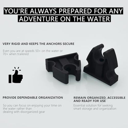 Rubber Pole Light Storage Clips for Boat to Hold 3/4 Inches Poles, Versatile Black Clips for Marine Organization Boat Accessories