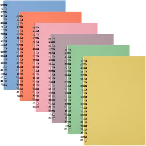 Fuutreo 6 Pack Spiral Notebook 10.5x7.45" Notebook,Bright Color,Candy - color: Bright Color