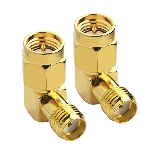 SMA Male to Female Right Angle 90 Degree Adapter, 50 Ohm, 2-Pack - color: 2-Pack
