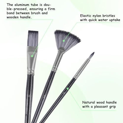 Paint Brushes Set, 18 Pcs, with Bag, for Acrylic and Oil, Black