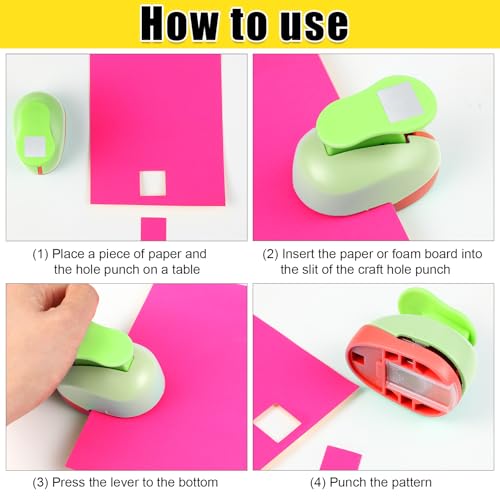 CHENGU 3 Pack Square Hole Punch 2"/1"/0.6", Random Color - color: Random Color, style: Square