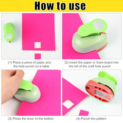 CHENGU 3 Pack Square Hole Punch 2"/1"/0.6", Random Color - color: Random Color, style: Square