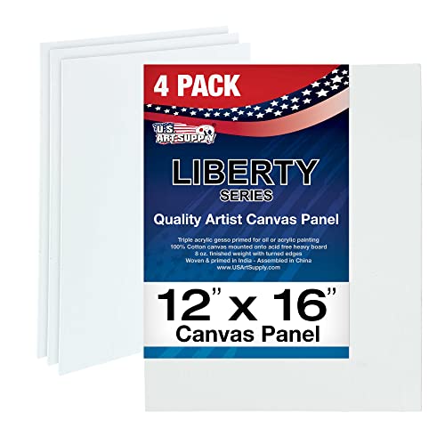 U.S. Art Supply 12 X 16 Inch Art Canvas Board Panels 4 Pack - 8 Ounce - size: 12" x 16"