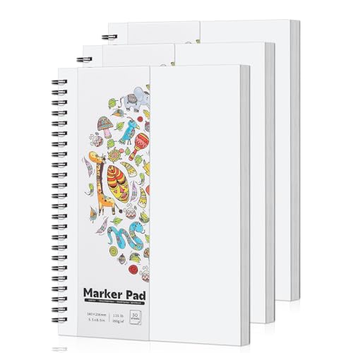 3 Pack Marker Paper Pad 5.5 × 8.5 in, Double-Sided, Spiral Bound - size: 5.5×8.5 Inch (3 Pack)