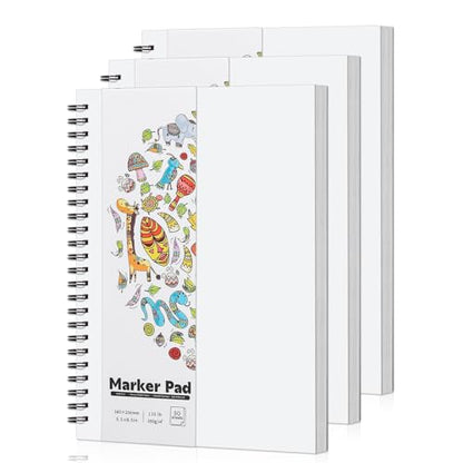 3 Pack Marker Paper Pad 5.5 × 8.5 in, Double-Sided, Spiral Bound - size: 5.5×8.5 Inch (3 Pack)